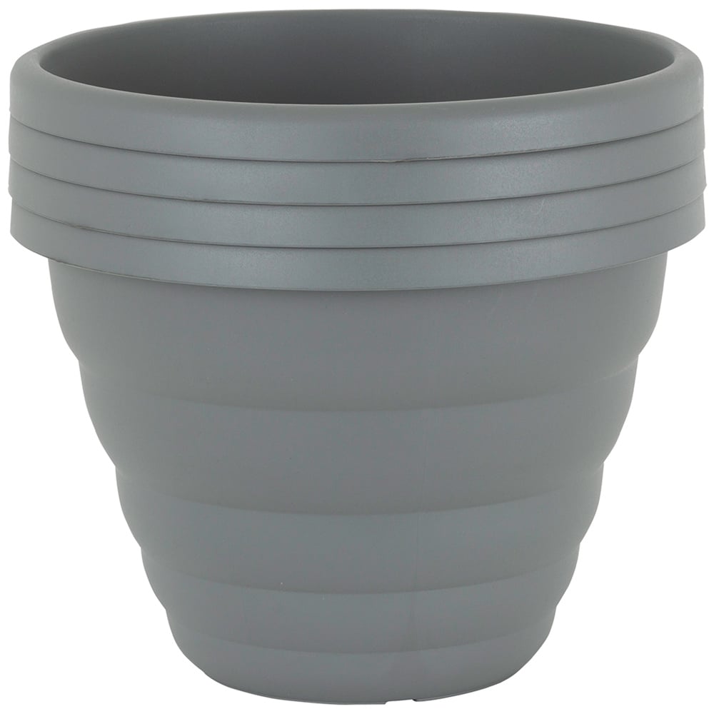 Wham Beehive Cement Grey Round Recycled Plastic Pot 32cm 4 Pack Image 1