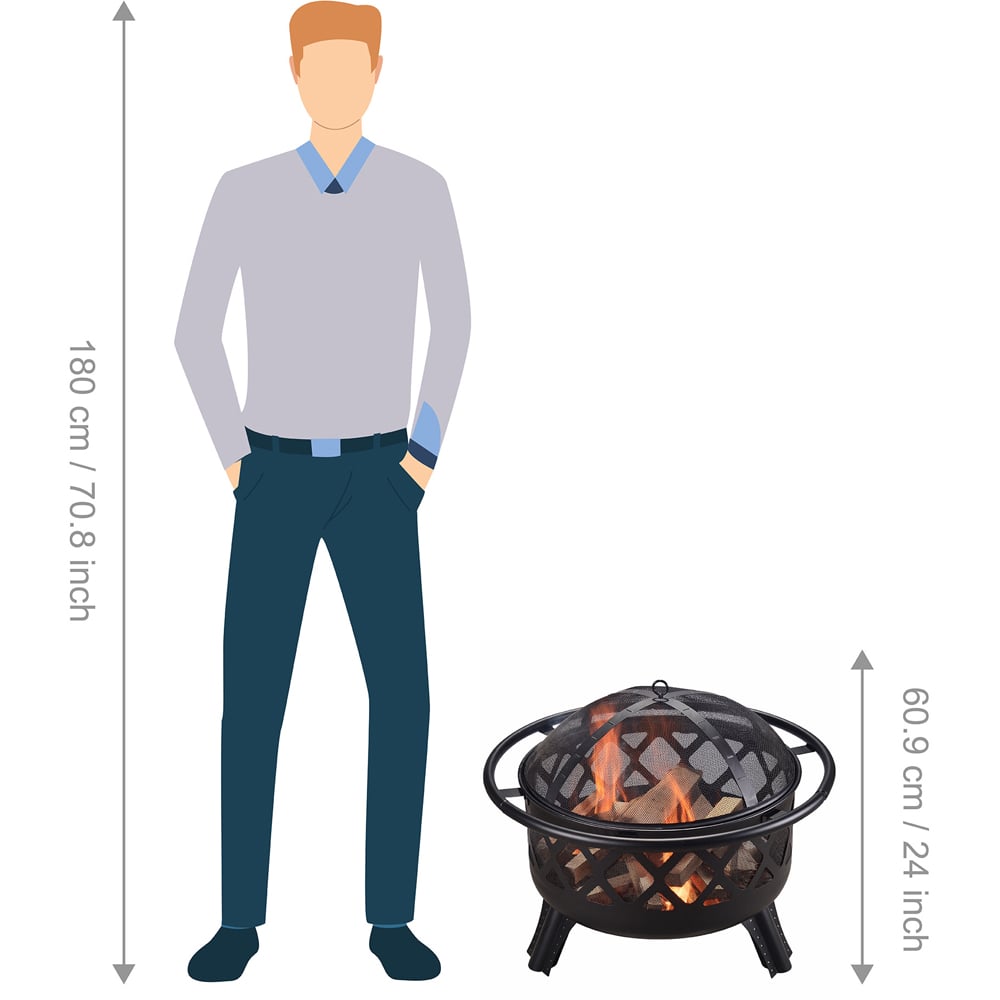 Teamson Home Round Steel Wood Burning Outdoor Fire Pit Image 7