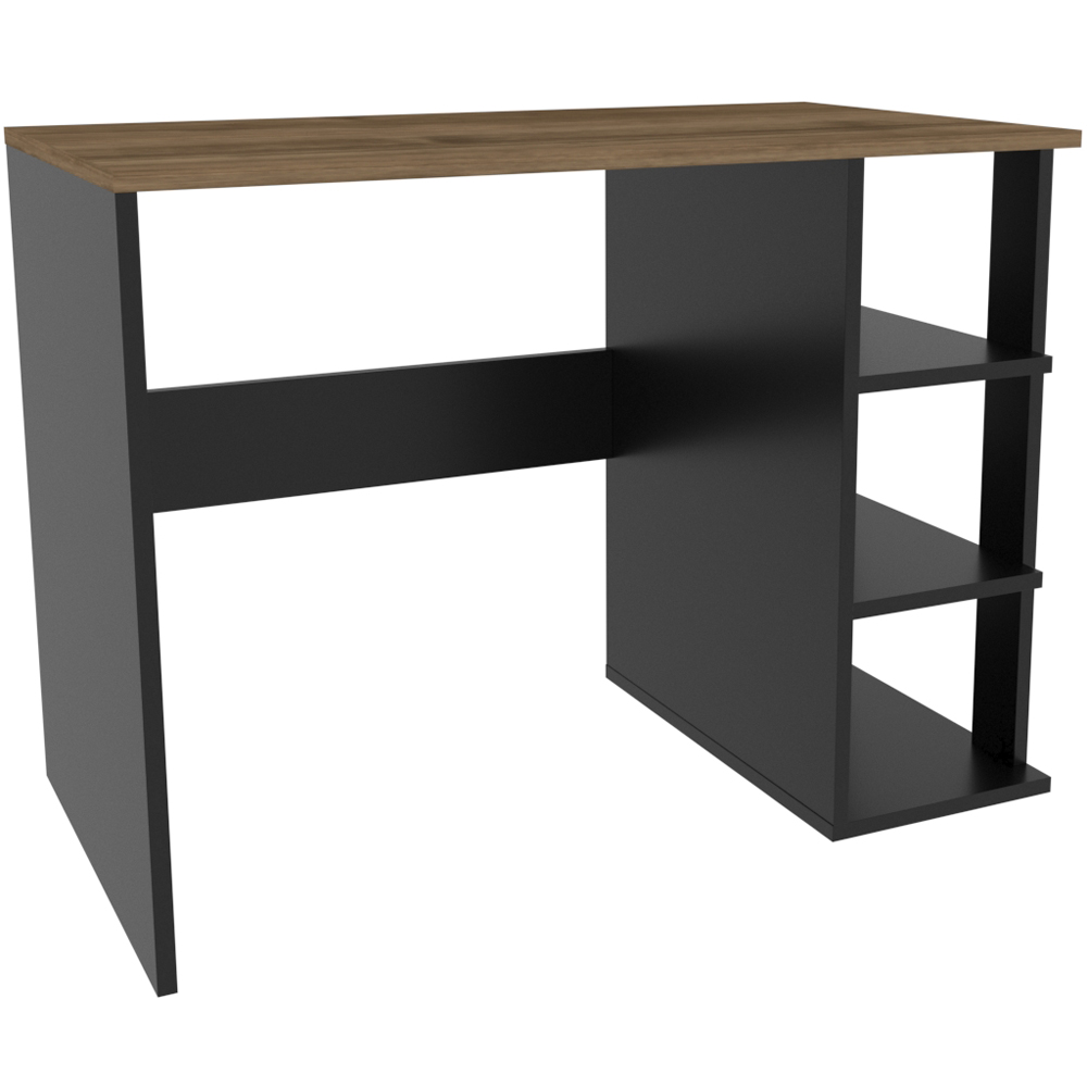 Decorotika Polina 3 Shelf Computer Desk Black and Walnut Image 2