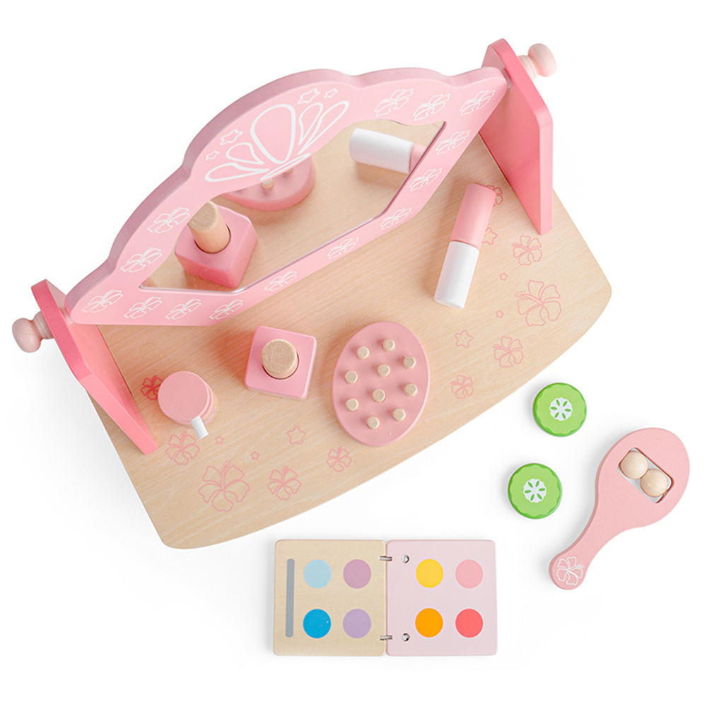 Bigjigs Toys Kids Wooden Vanity Table and Spa Unit Pink Image 5