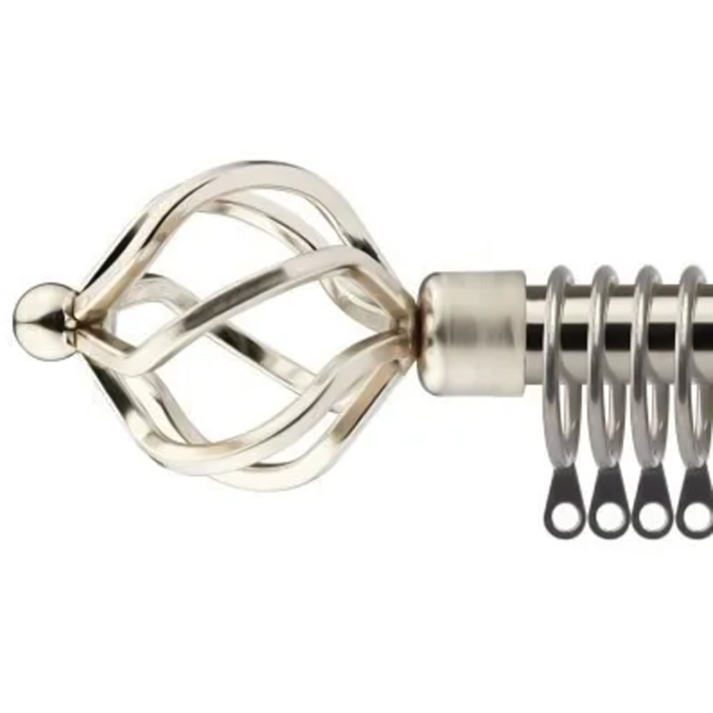 New Edge Blinds 160-300cm Extendable Brushed Silver Cage Metal Curtain Pole Image