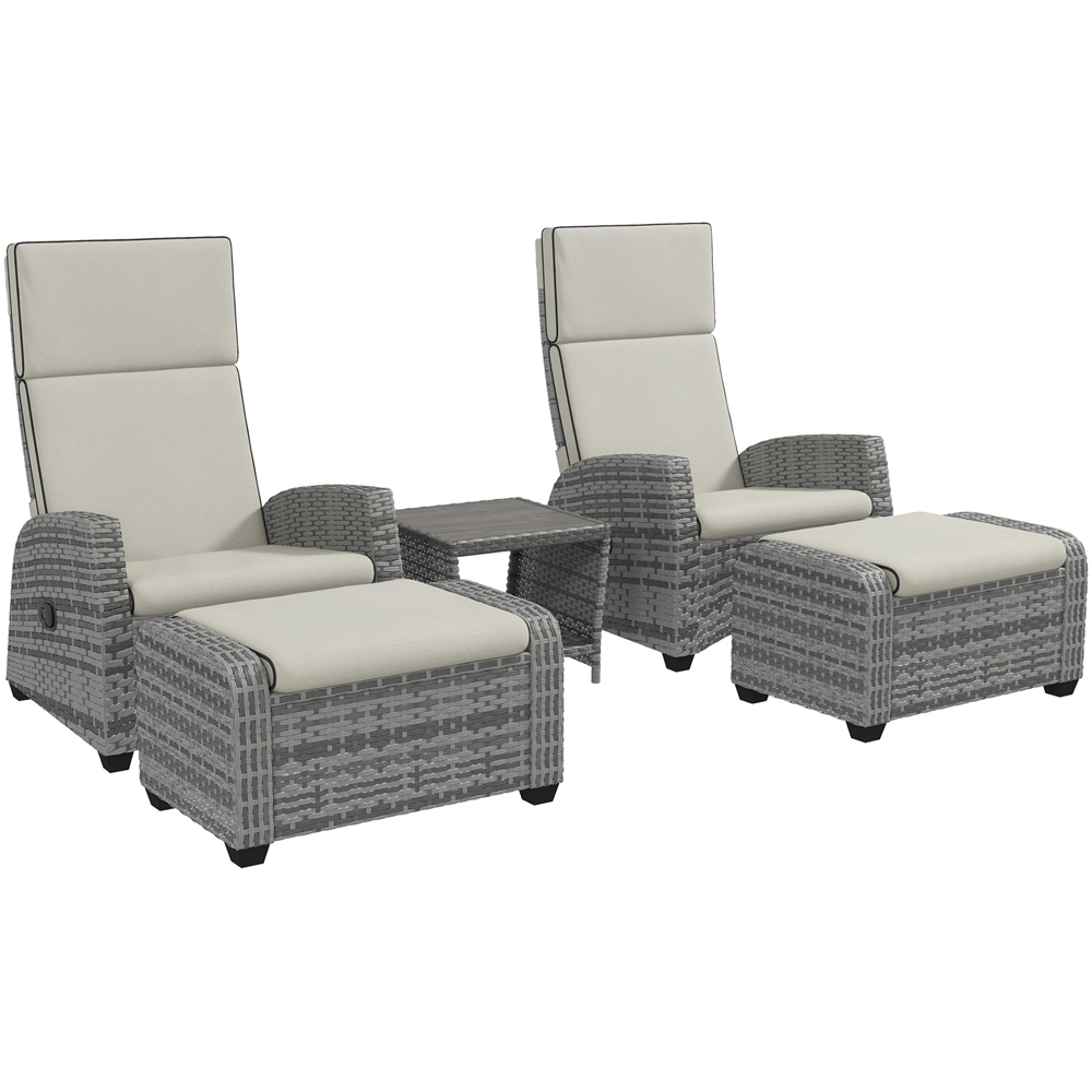 Outsunny 2 Seater Grey Rattan Lounge Set with Foot Stool Image 2