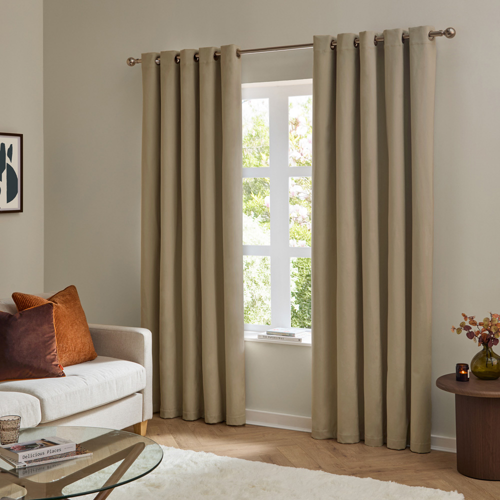 Furn The Ultimate Mocha Velvet Blackout Eyelet Curtains 229 x 137cm Image 5
