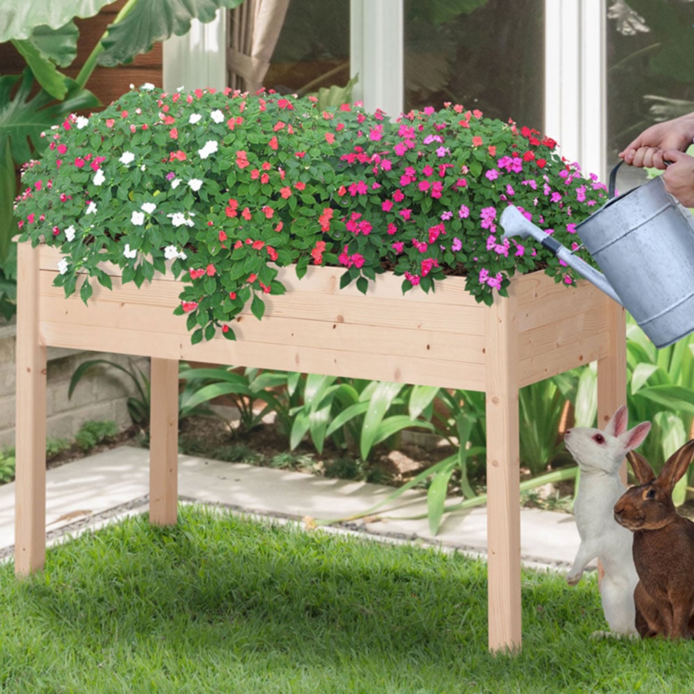 Outsunny Fir Wood Raised Planter Box Image 7