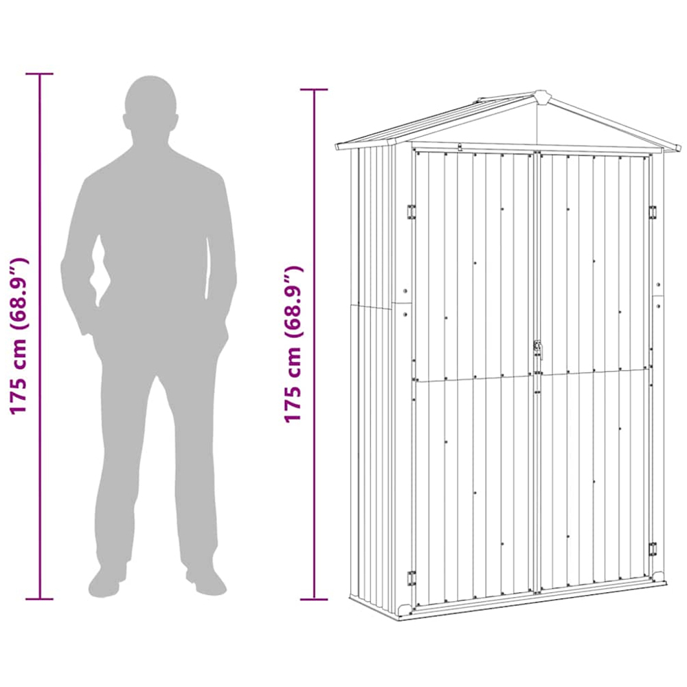 vidaXL 3.8 x 1.5ft Grey Galvanised Steel Apex Garden Shed Image 7