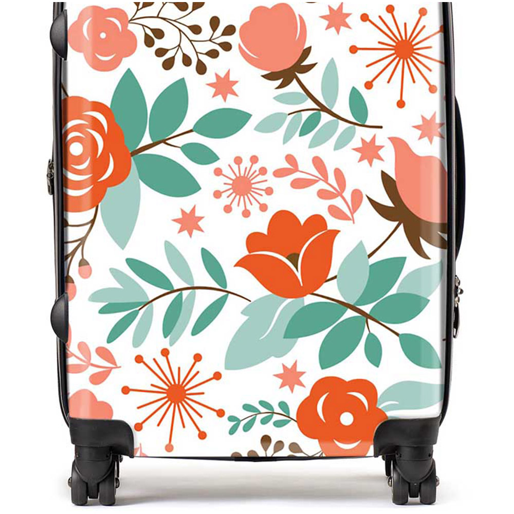 Warren Reed Designer Medium Orange Floral Pattern Suitcase Image 2