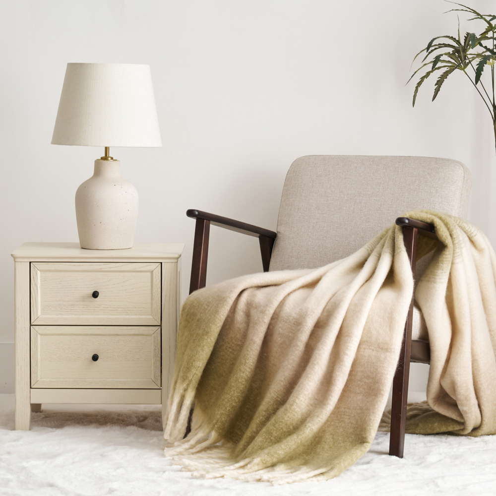Cloud Touch Ombre Faux Mohair Fringed Green Throw 130 x 170cm Image 3