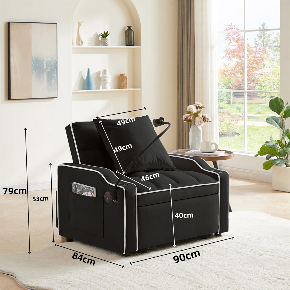 Kosy Koala Convertible Black Sofa Sleeper Chair Image 9