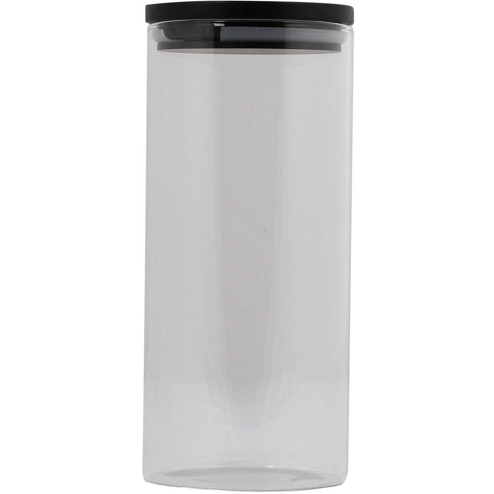Glass Storage Jar with Black Pine Lid 1L Image