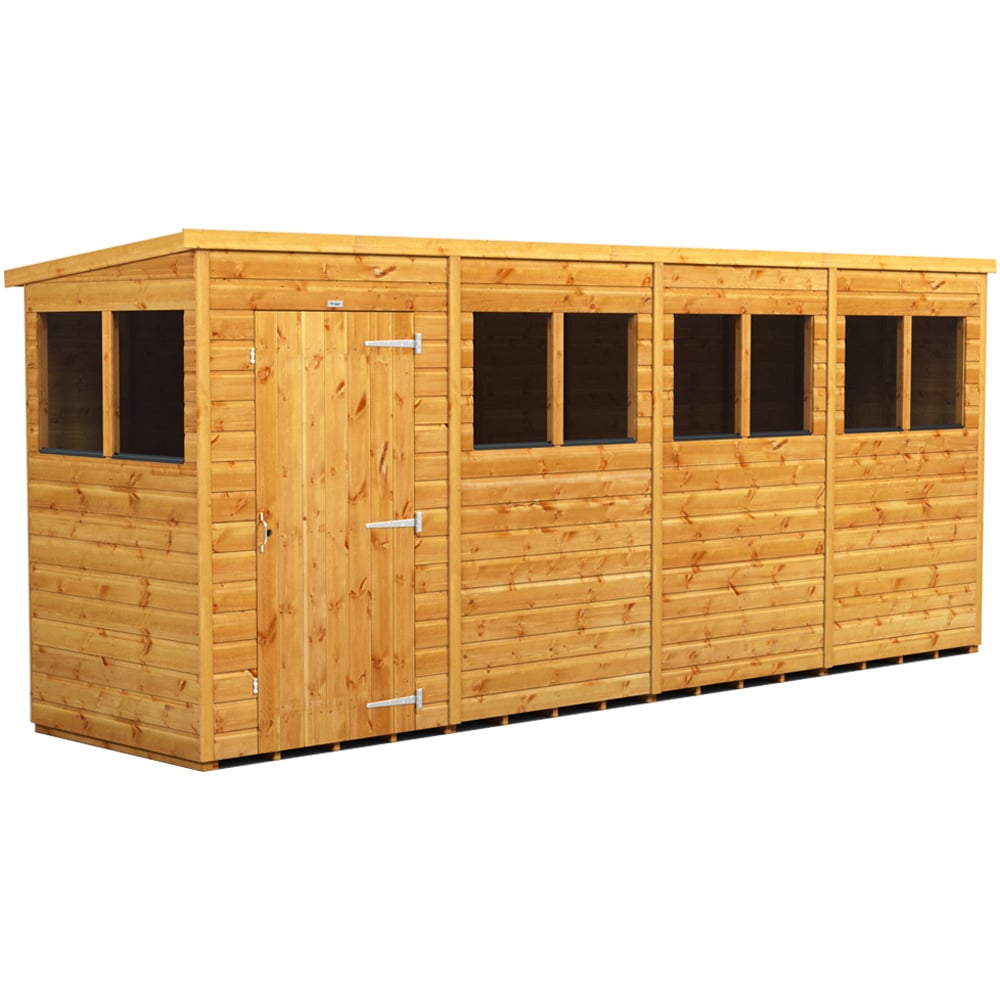 Power Sheds 16 x 4ft Pent Wooden Shed Image 1