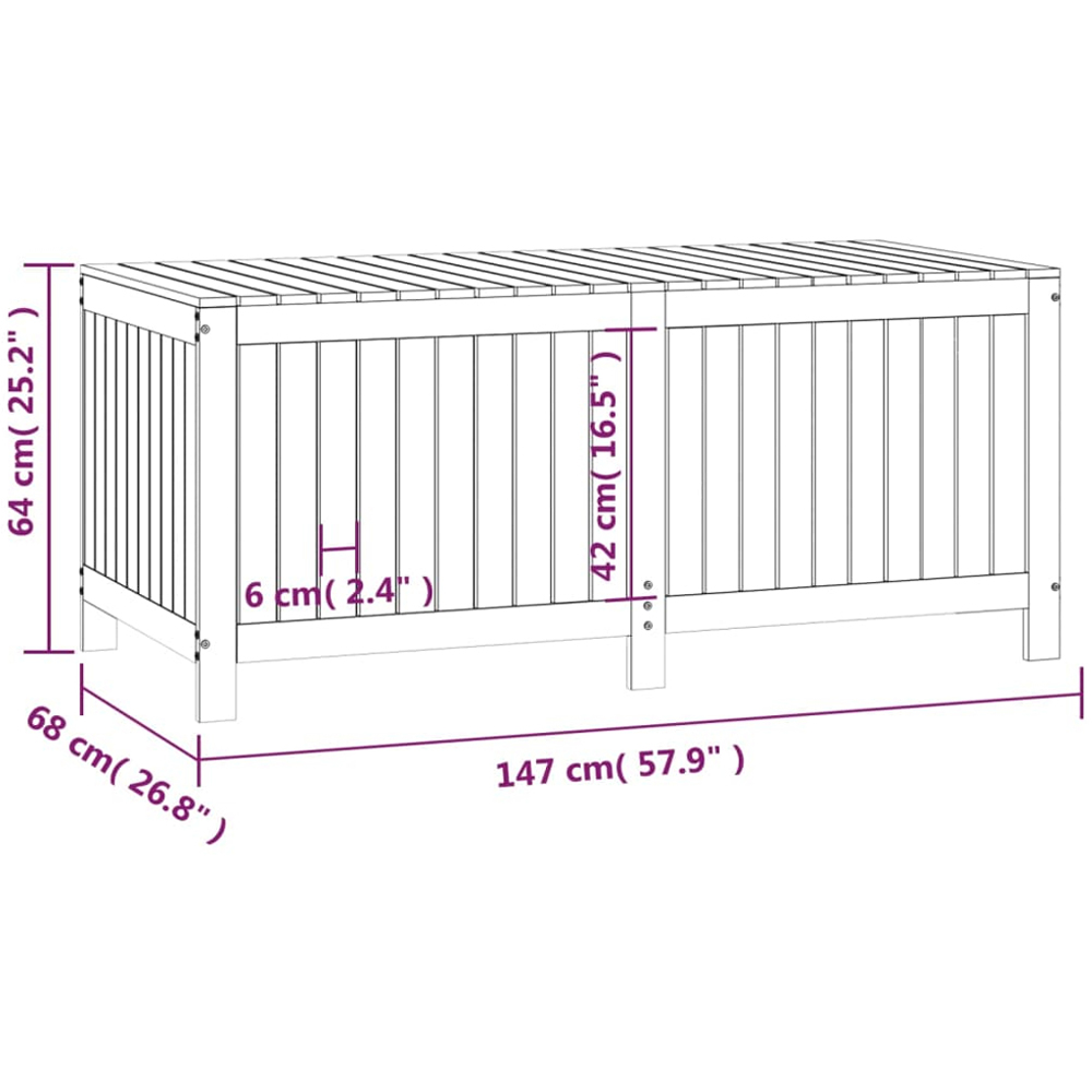 vidaXL 64 x 147 x 68cm Brown Pine Wood Garden Storage Box Image 9