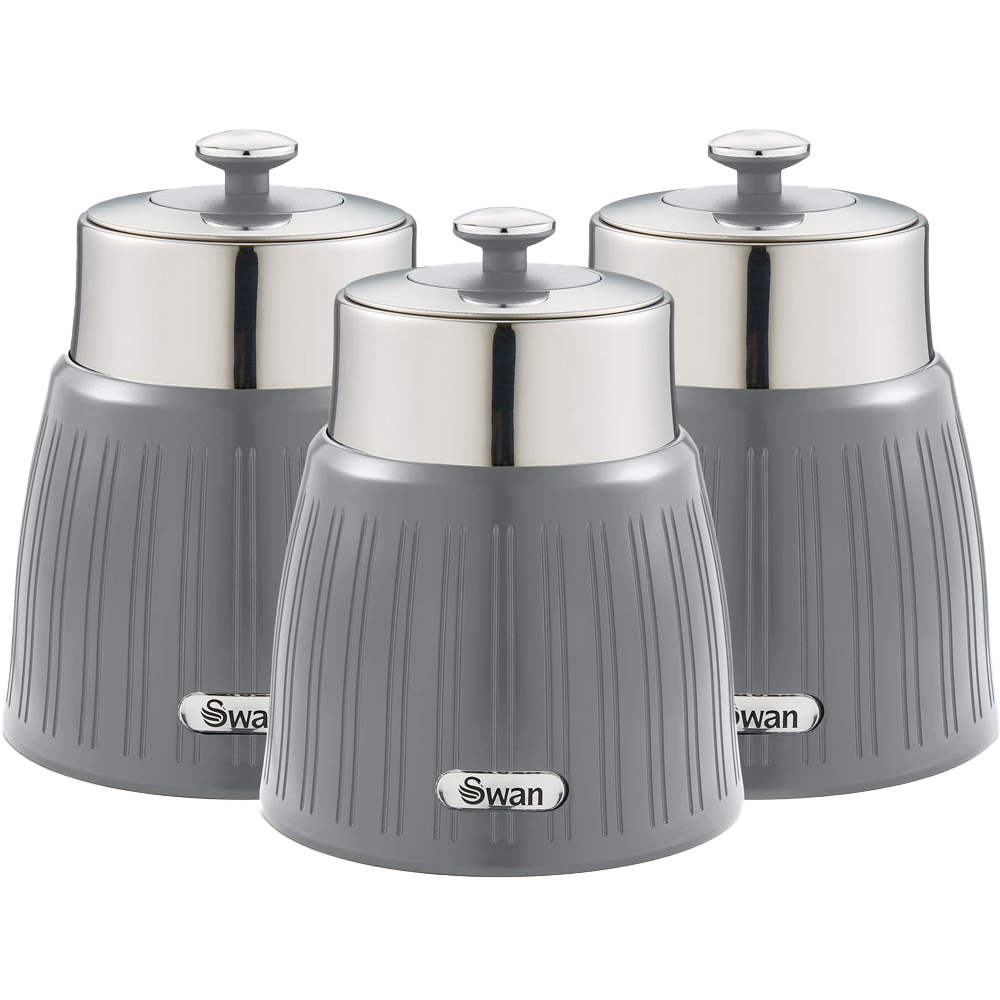 Swan Retro Grey Canisters Set 3 Piece Image 1