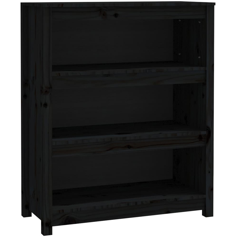 vidaXL 3 Shelf Black Solid Pine Wood Bookcase Image 2