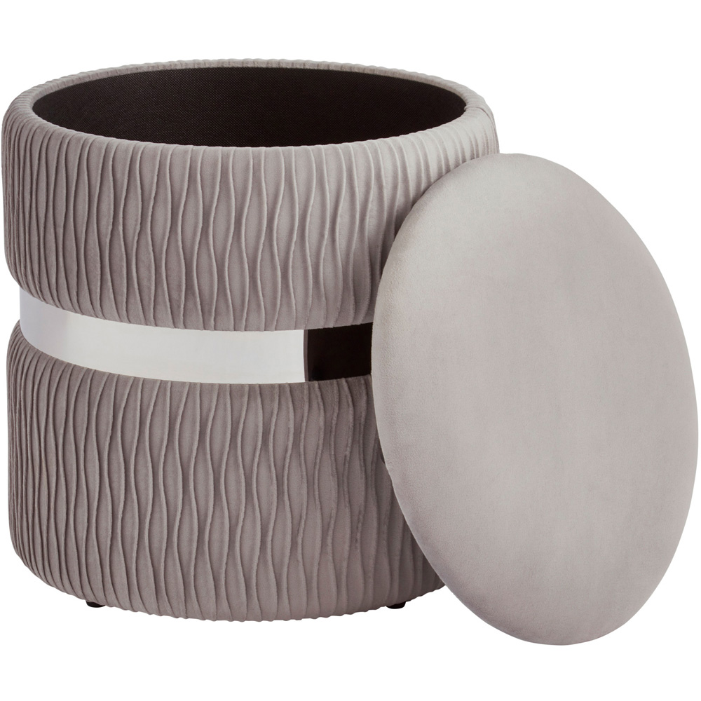 GFW Eden Grey Soft Velvet Storage Stool Image 3
