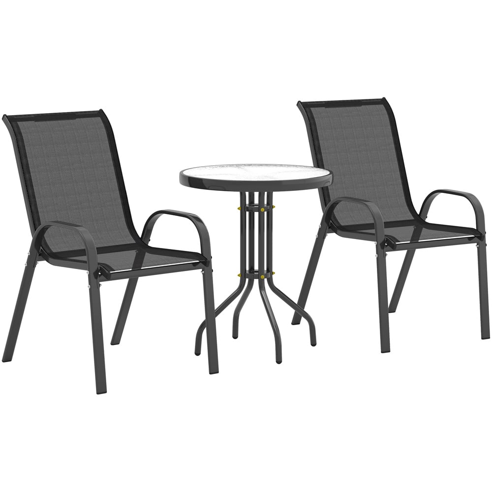 Outsunny 2 Seater Small Garden Bistro Set Black Image 2
