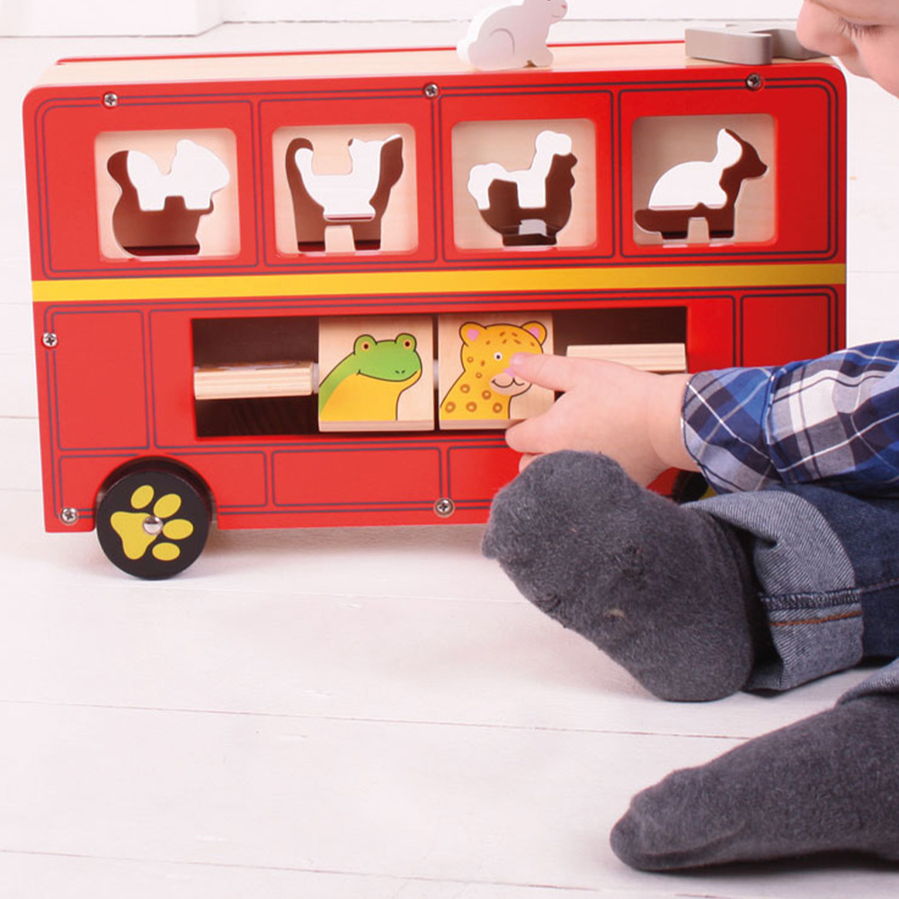 Bigjigs Toys Kids Shape Sorter Bus Toy Image 2