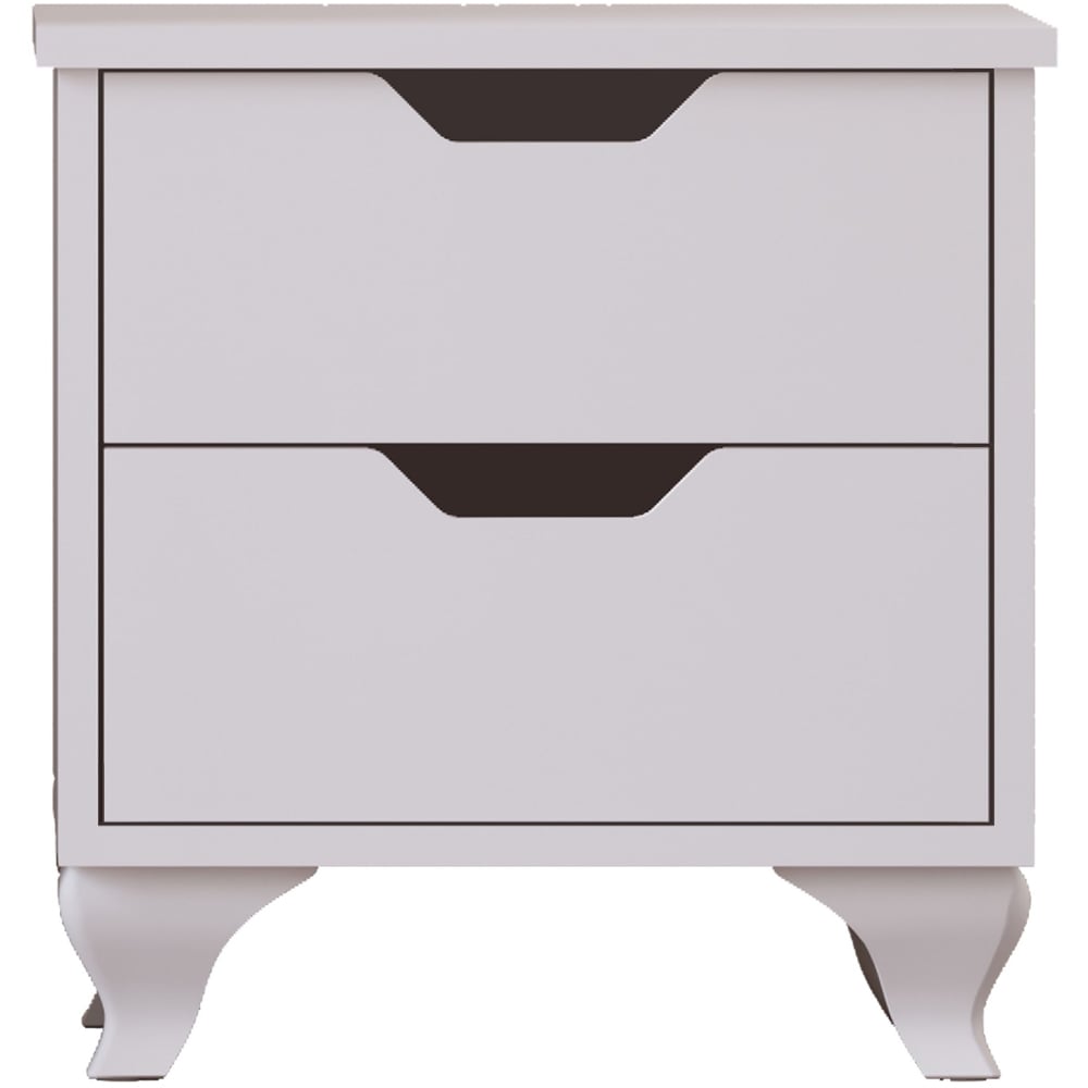 Evu Bergen 2 Drawer White Bedside Table Image 3