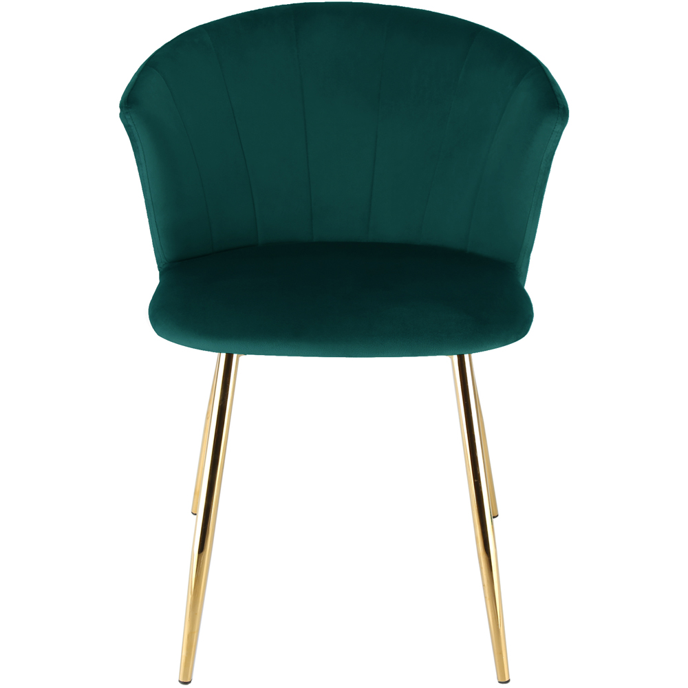 Home Garden Direct Mill Set of 2 Green Velvet Dining Chairs with Golden Legs Image 3