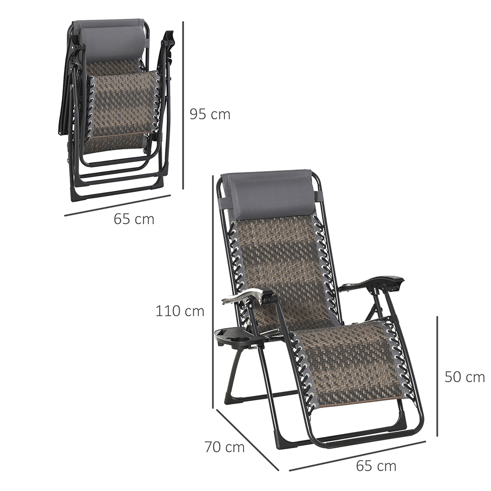 Outsunny Grey Zero Gravity Lounger Chair Image 7