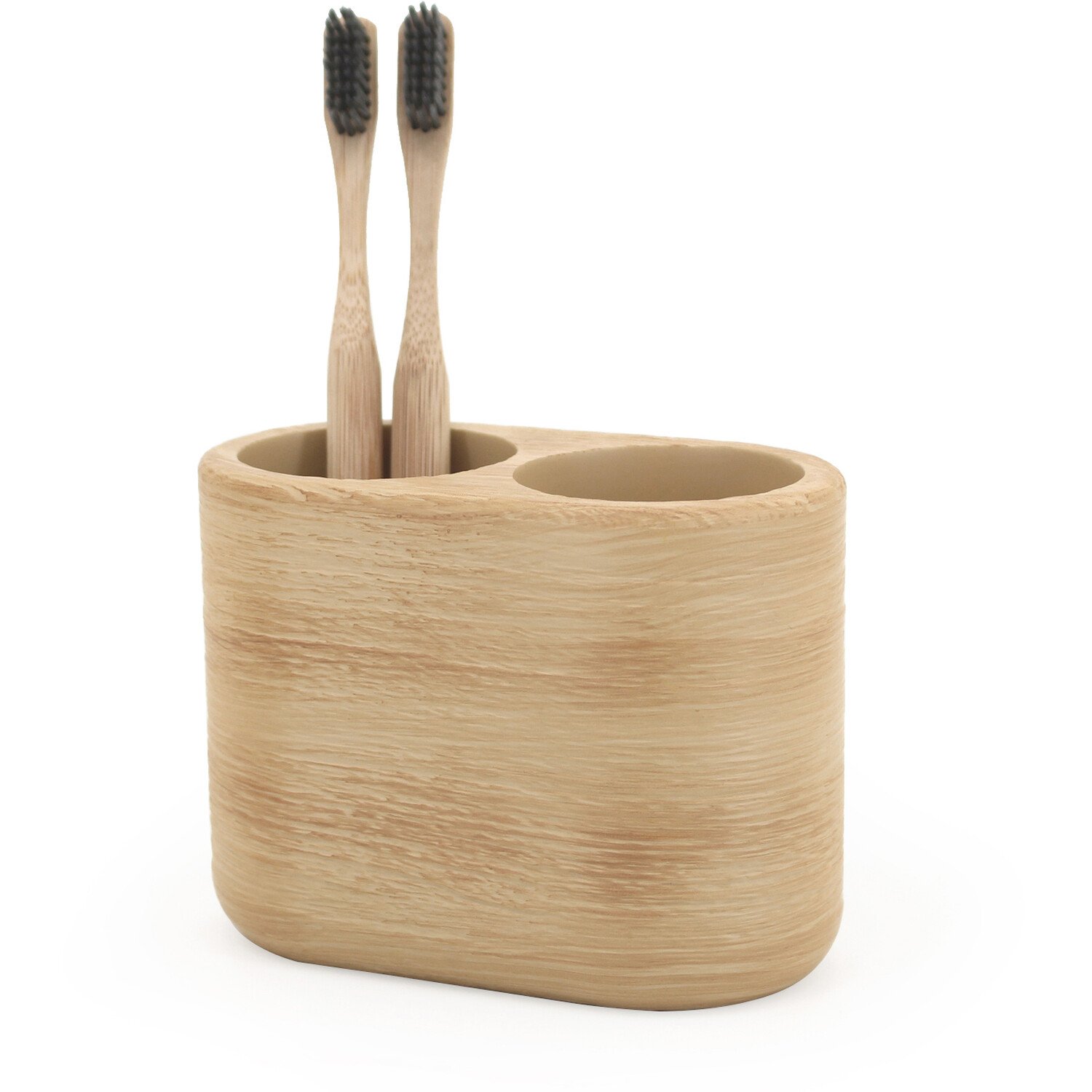 Serenity Wood Toothbrush Holder - Brown Image