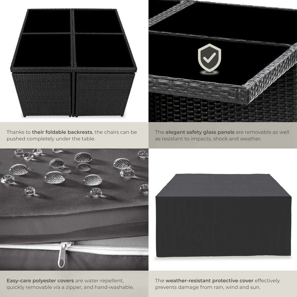 tectake Manhattan 8 Seater Rattan Garden Dining Set Black Image 5