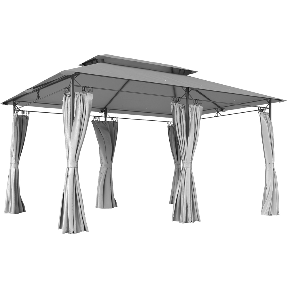 Outsunny 3 x 4m Grey Double Roof Metal Garden Gazebo with Sides Image 2