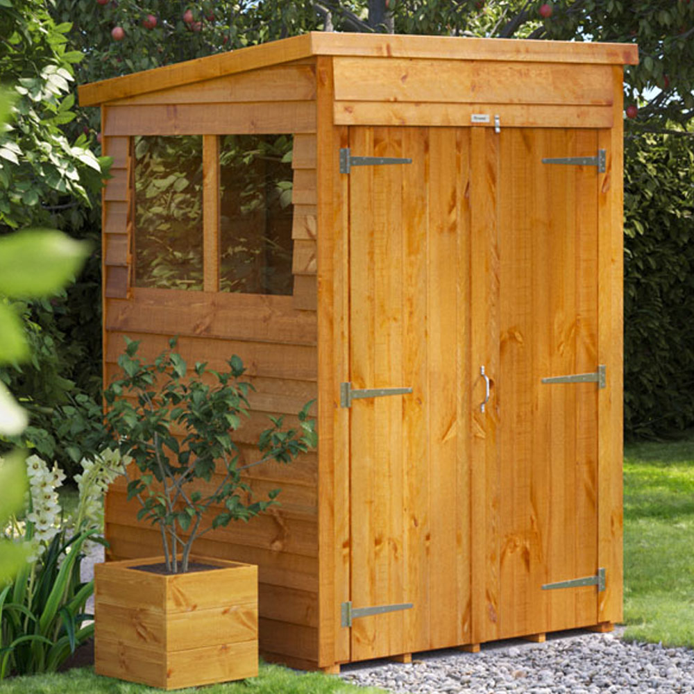 Power 4 x 4ft Overlap Pent Double Door Shed Image 2