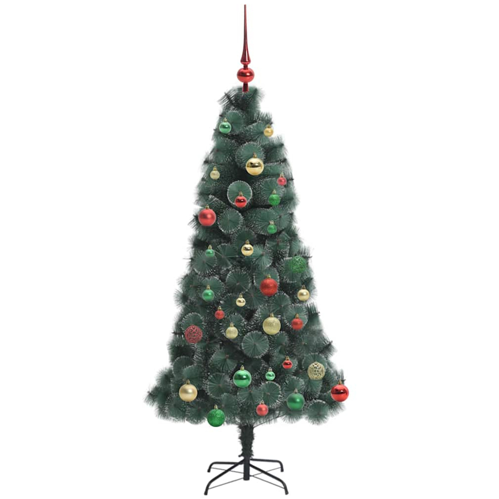 vidaXL Pre-Lit Multicolour Baubles Green Artificial Christmas Tree 5ft Image 4