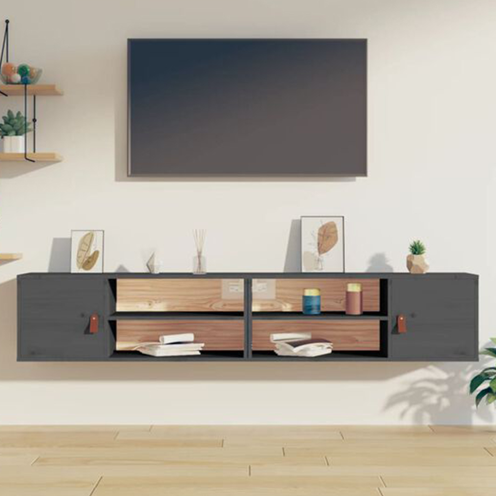 vidaXL 2 Door Grey Wall Cabinet 2 Pack Image 1