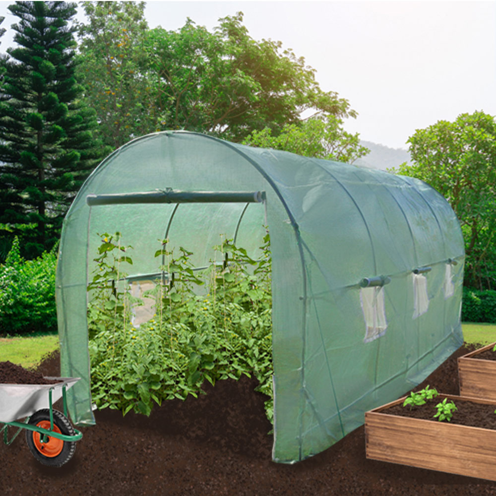 MonsterShop Green PE Cover 6.6 x 16.2ft Polytunnel Greenhouse Image 2