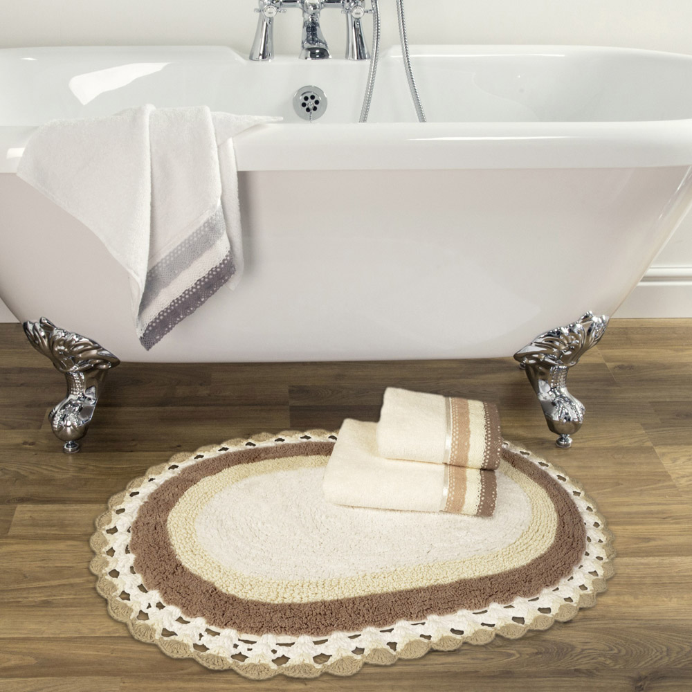 Allure Bath Fashions Natural Crochet Edged Reversible Bath Mat Image 2