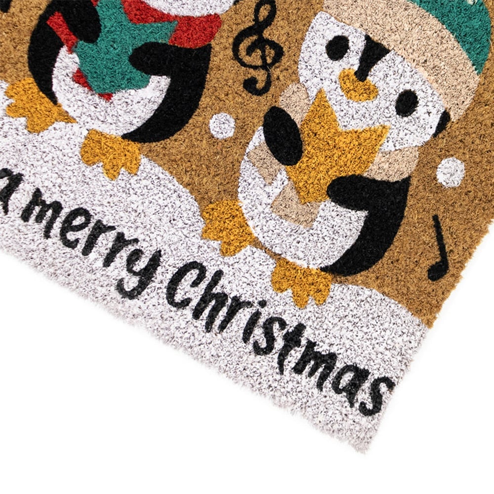 JVL Christmas Penguin Latex Coir Door Mat 40 x 58cm Image 3
