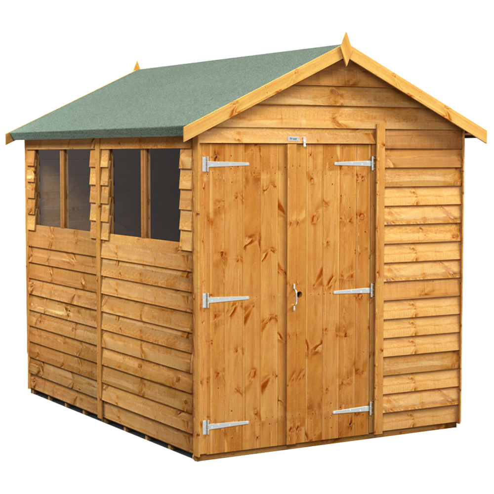 Power Sheds 8 x 6ft Double Door Overlap Apex Wooden Shed with Window Image 1