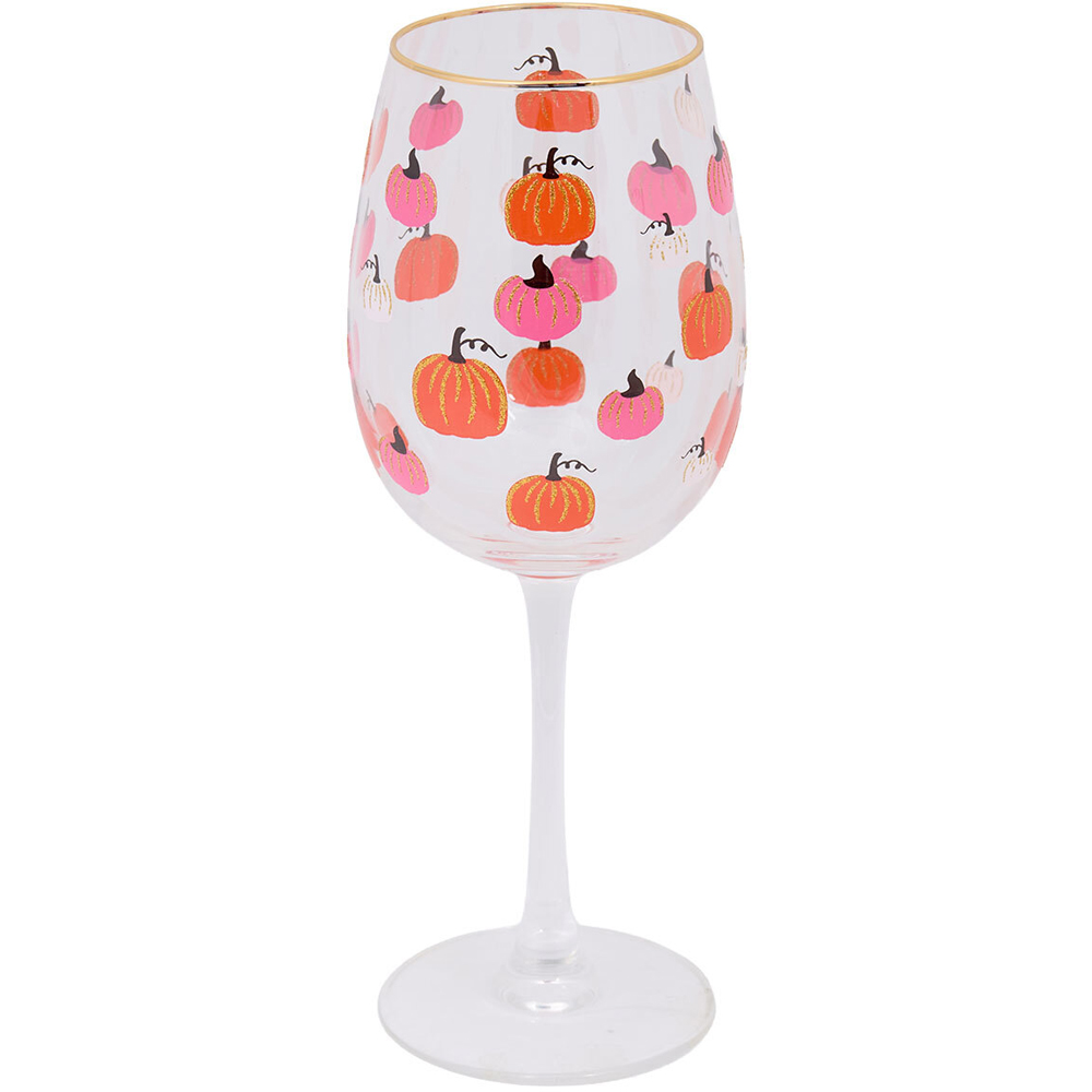 Gold Rim Pumpkin Wine Glass Image 5