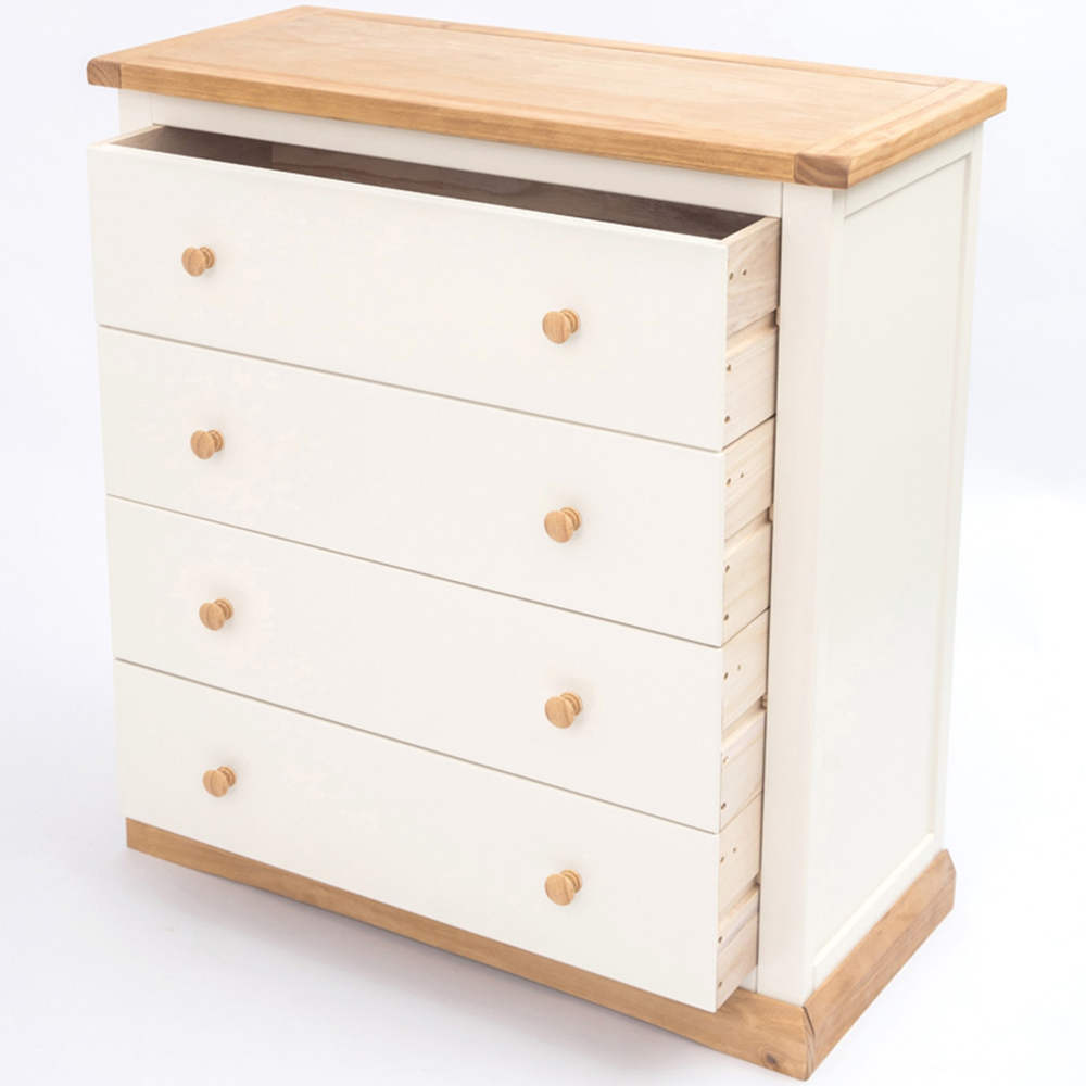 Trevi 4 Drawer Off White Chest of Drawers with Wood Knobs Image 5
