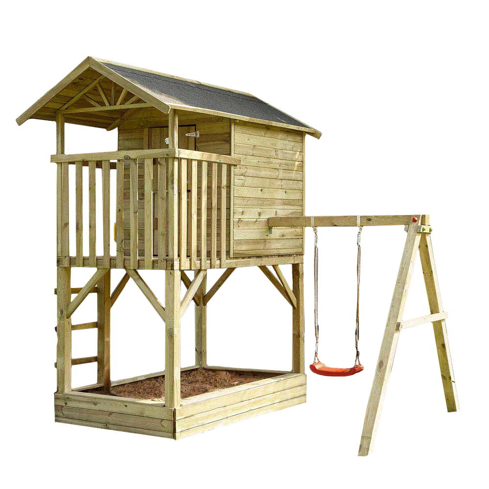 Rowlinson Beach Hut Playhouse with Swing Image 1