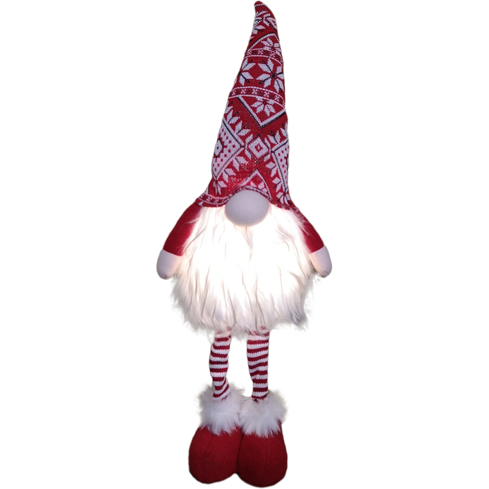 Samuel Alexander Red Patterned Nordic Gnome Gonk Christmas Decoration 66cm Image 1