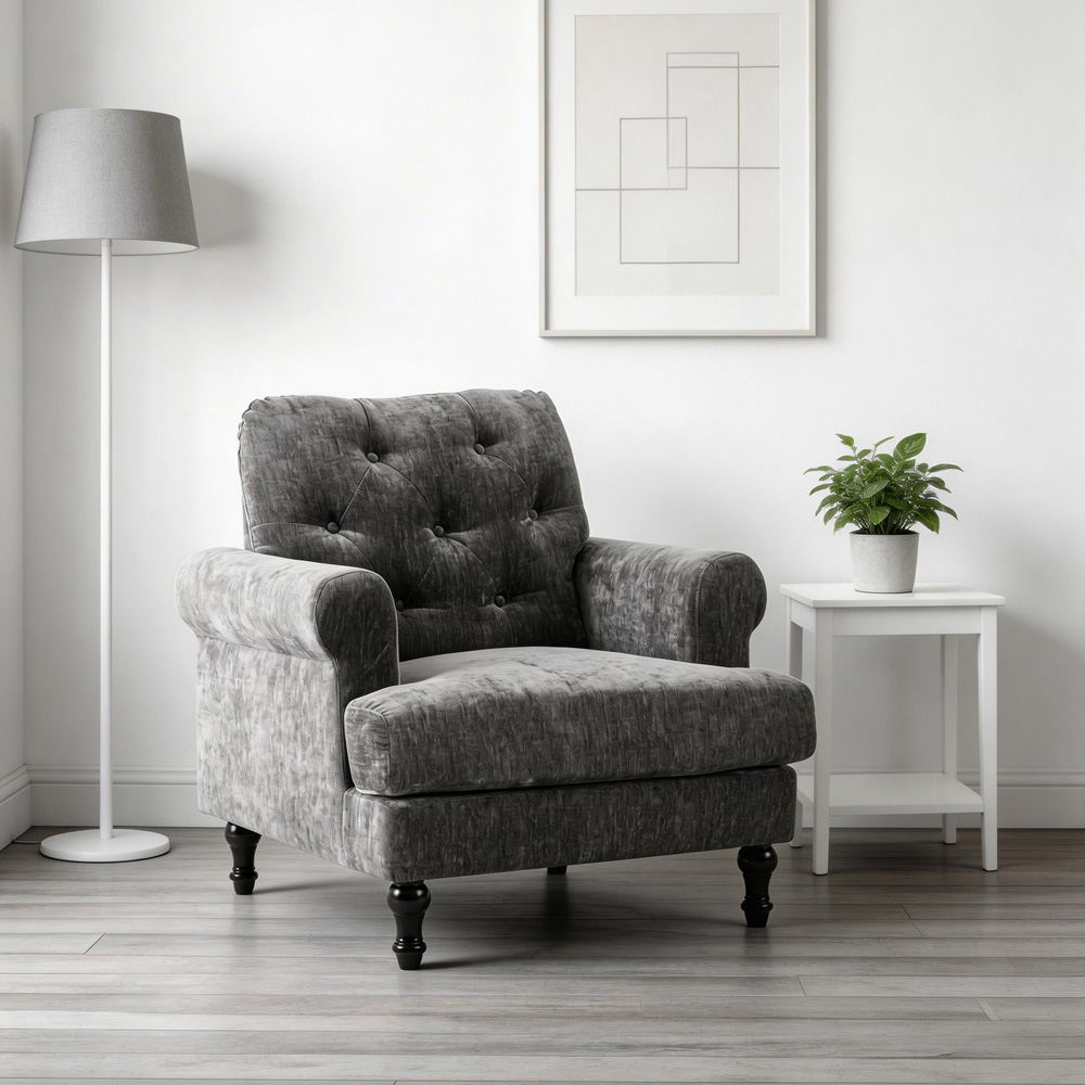 Furniture One Grey Mid Century Sofa Chair Image 5
