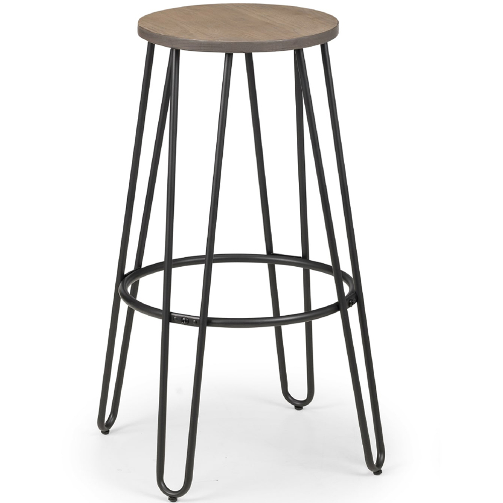 Julian Bowen Dalston Oak Round Bar Stool Set of 2 Image 2