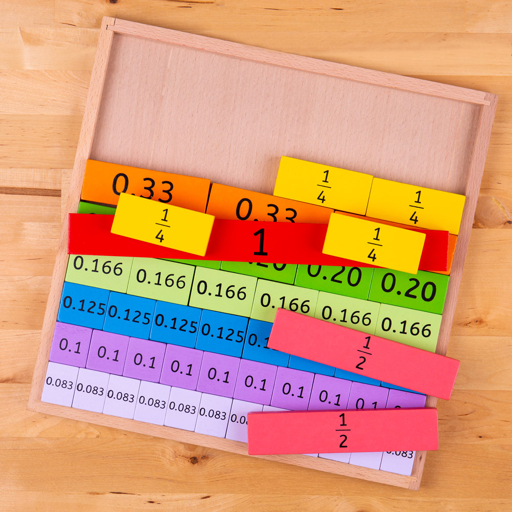 Bigjigs Toys 51-Piece Wooden Fractions Tray Image 2