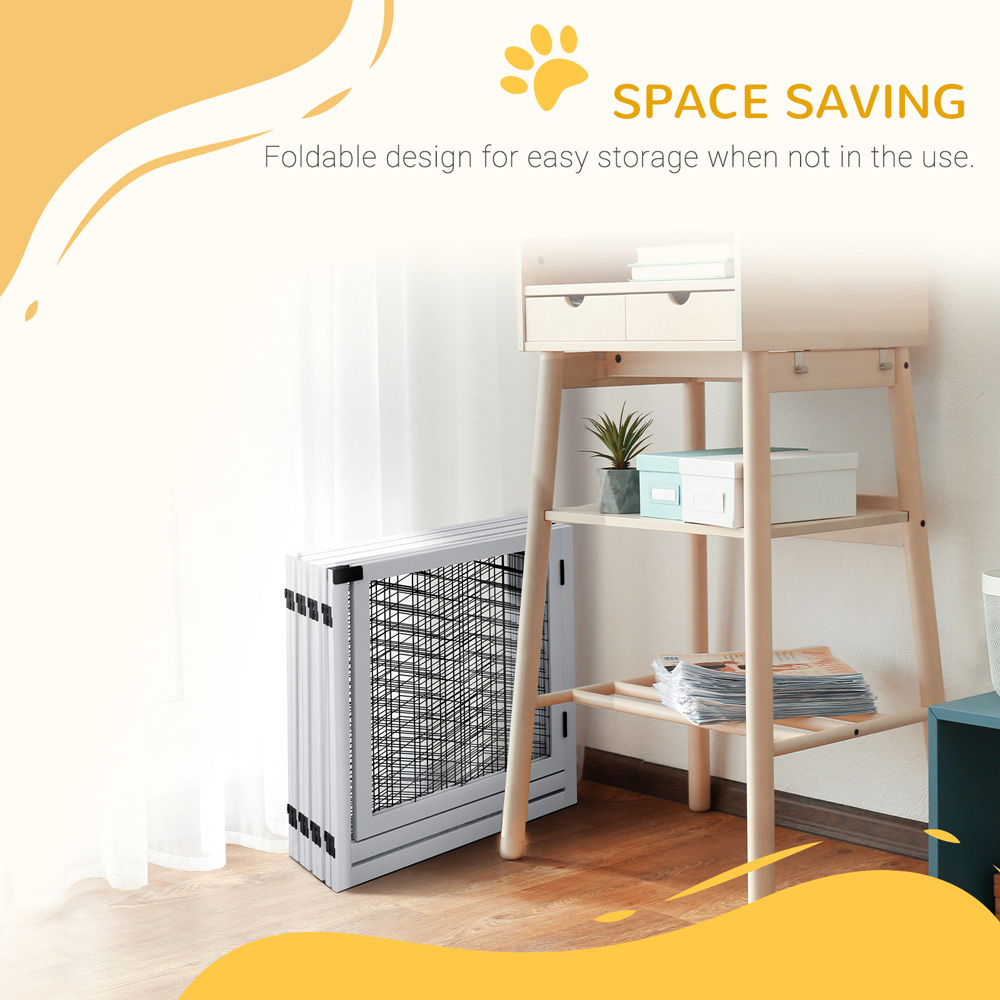 PawHut White 8 Panel Freestanding Wooden Pet Playpen Gate Image 6