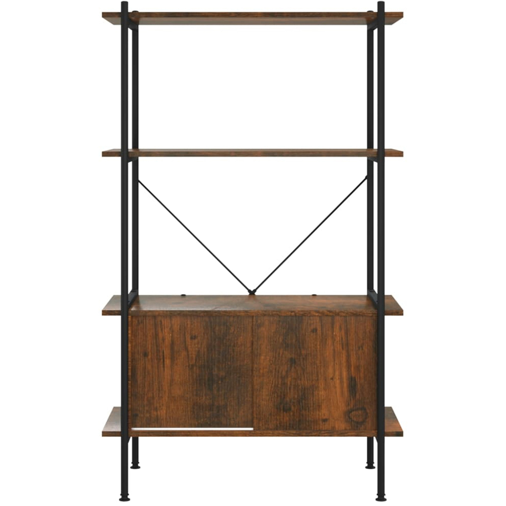vidaXL 2 Sliding Door 2 Open Shelf Dark Brown Shelving Unit Image 4