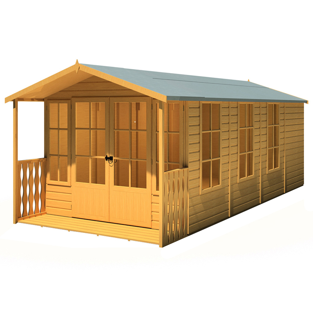 Shire Delmora 8 x 18ft Double Door Traditional Summerhouse Image 1