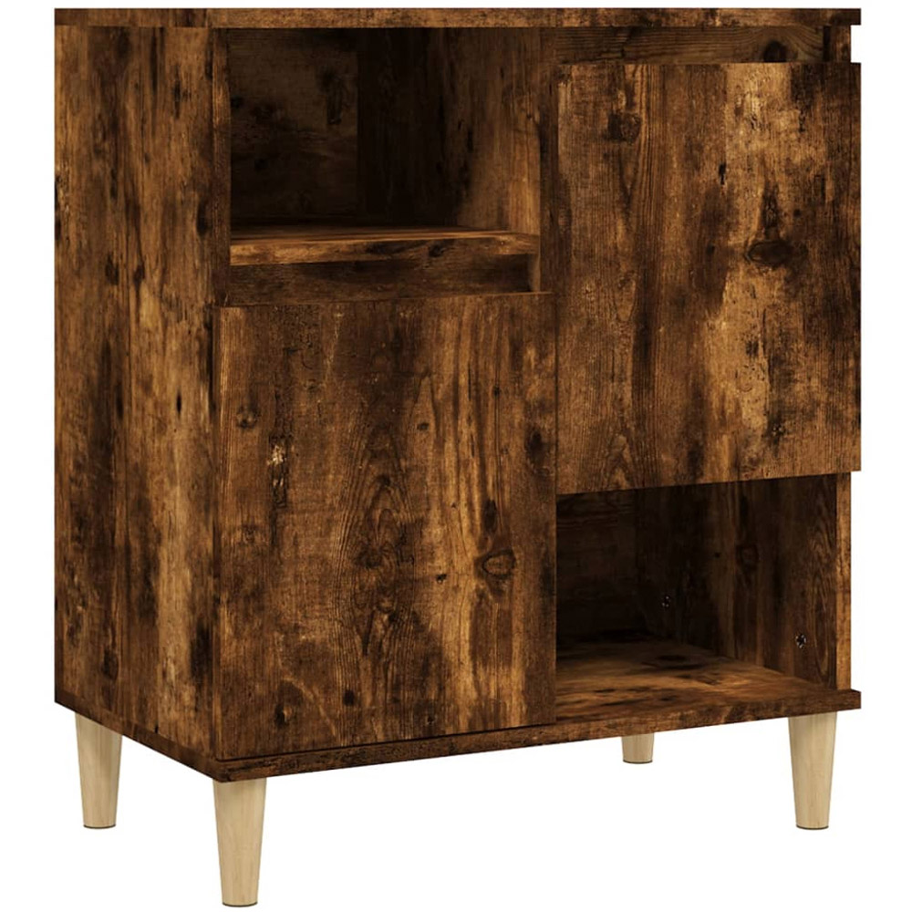 vidaXL 2 Door 2 Shelf Smoked Oak Sideboard Set of 3 Image 5