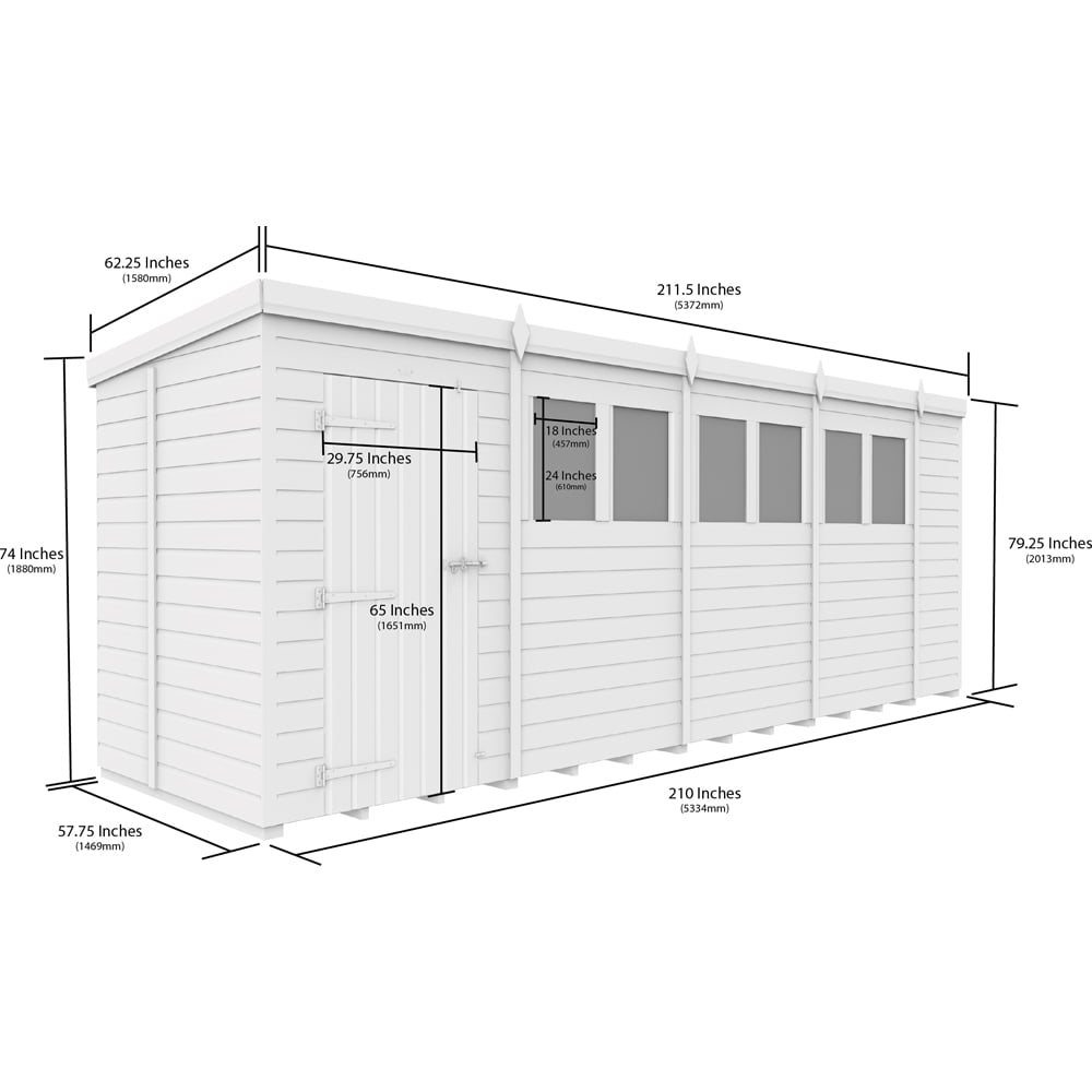 DIY Sheds 18 x 5ft Tongue and Groove Timber Pent Garden Shed Image 9