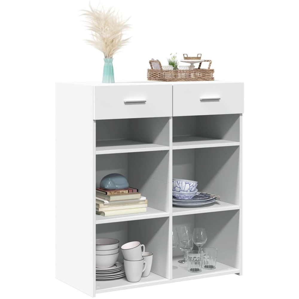 vidaXL 2 Drawer 6 Shelf White Sideboard Image 3