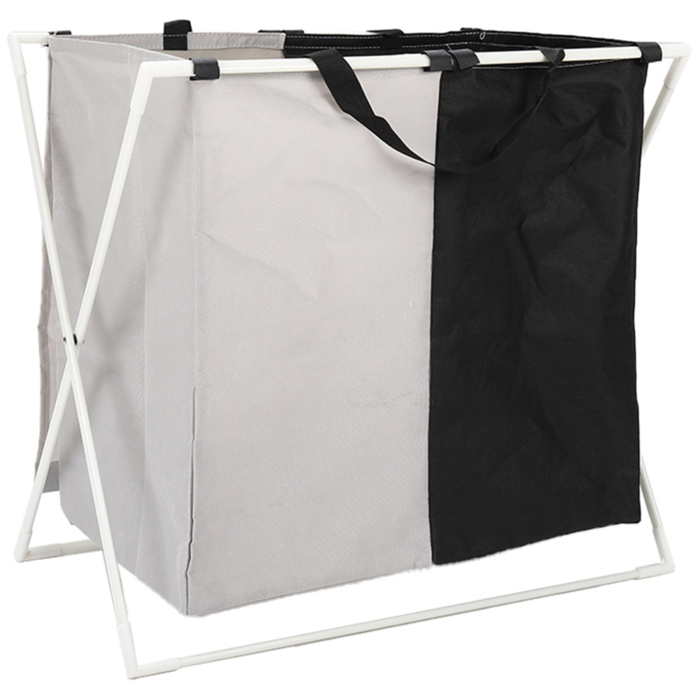 Living And Home 2 Section XFramed Laundry Sorter Hamper with Lid and