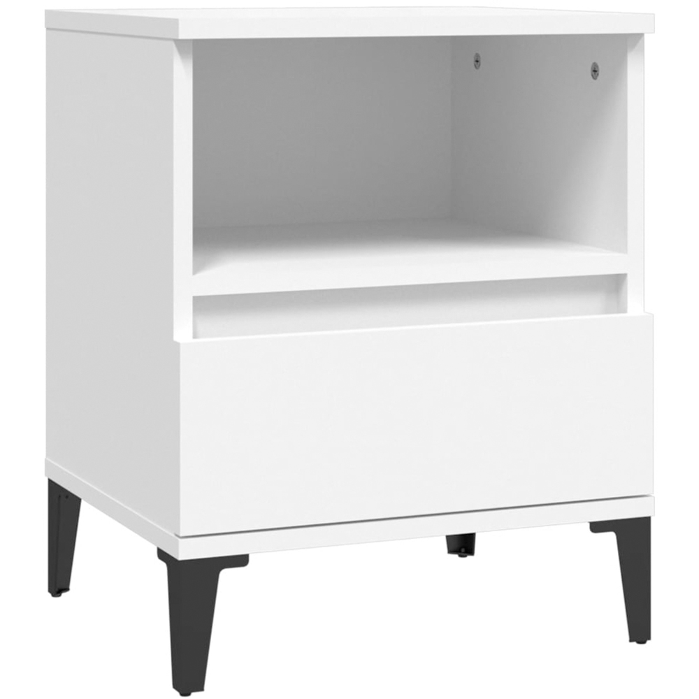 vidaXL Set of 2 Single Drawer Single Shelf White Bedside Cabinet Image 6