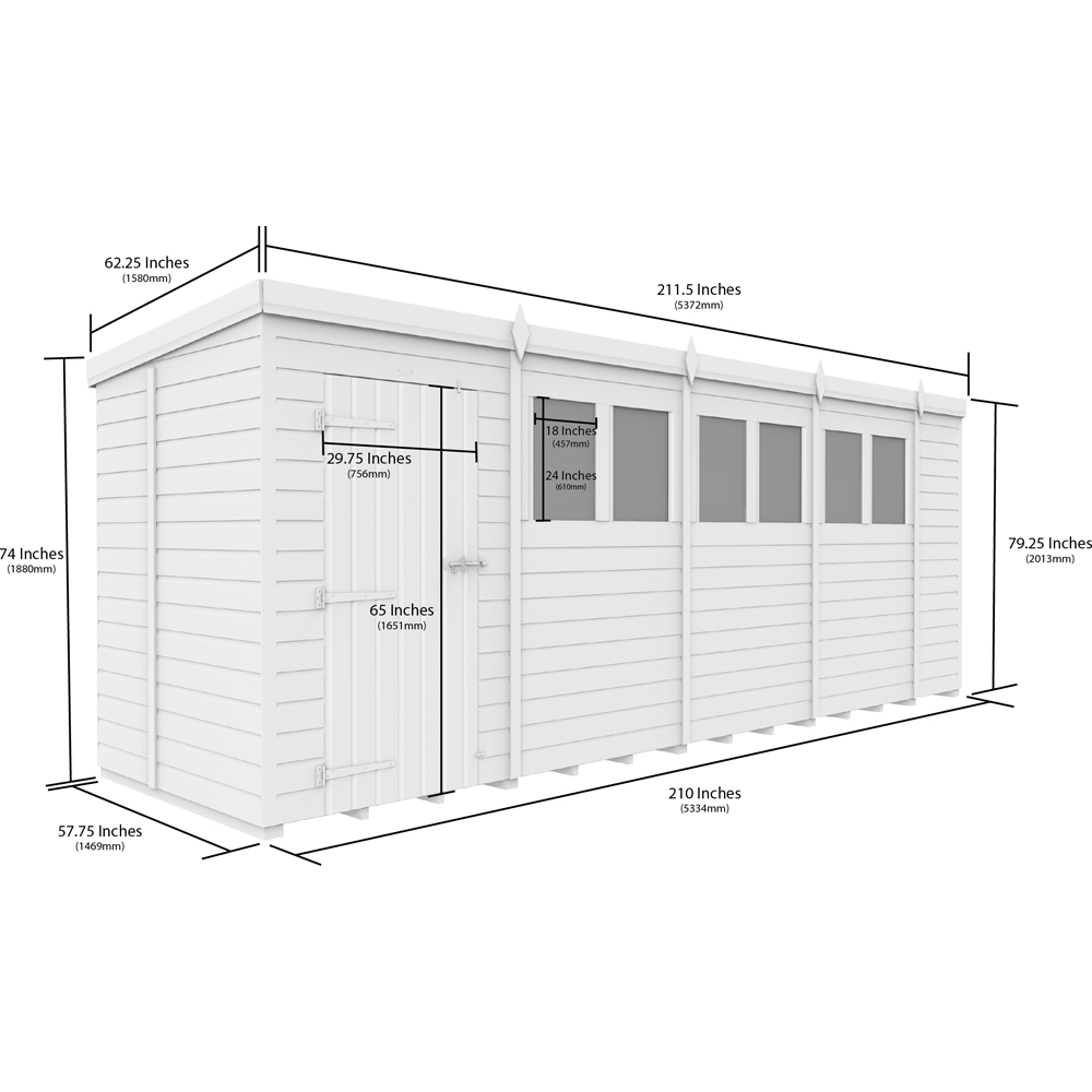 DIY Sheds 19 x 5ft Tongue and Groove Timber Pent Security Garden Shed Image 9