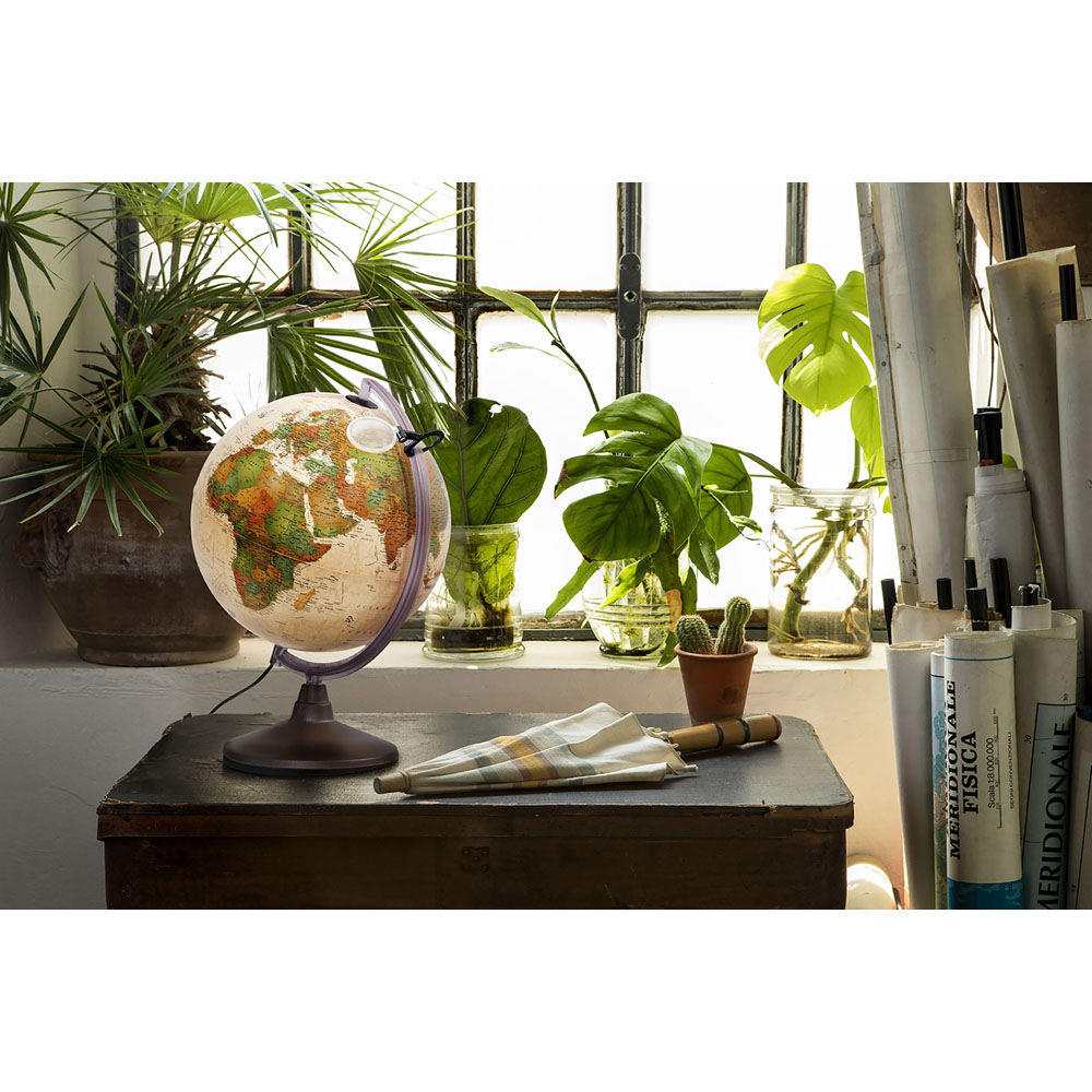 Nova Rico Marco Polo Antique Style Illuminated Globe with Magnifying Glass 30cm Image 3